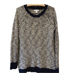 Wearing Your Heart On Your Sleeve Sz S Grey & Navy Blue Sweater Side Slit